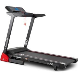 Hop-Sport Opvouwbare Loopband HS-1400LB Bolt voor Thuisgebruik - Elektrische Treadmill met LCD-Display, Bluetooth, MP3- en USB-Speler, HRC-Programma's, App-bediening, Tot 14 km/u, Inclusief Hartslagband