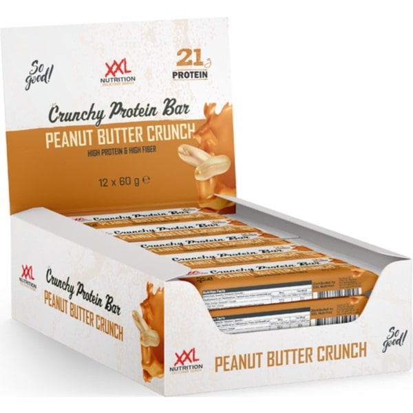 XXL Nutrition - Crunchy Protein Bar - Eiwitreep, Proteïne Reep, Fitness Snack - 12 Pack - Peanut Butter Crunch