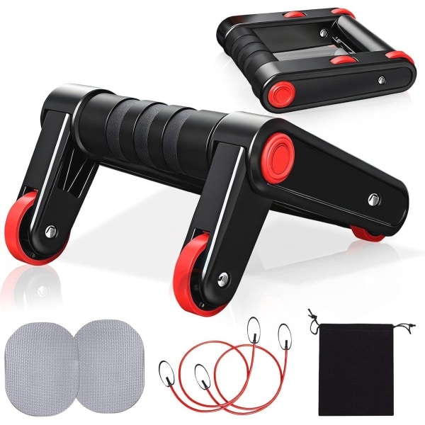 3-in-1 Buikroller en Push-up Stangen met Weerstandsband voor Krachttraining en Calisthenics