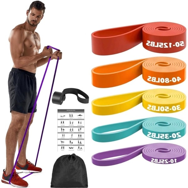 5 stuks weerstandsbanden set met deuranker voor krachttraining - yoga Pilates fitnessbanden