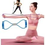 8-Vormige Siliconen Sport Stretch Band I Weerstandsband I Fitness Elastiek I Rekbare Sportband I Voor Yoga, Pilates & Krachttraining I Blauw