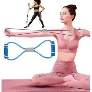 8-Vormige Siliconen Sport Stretch Band I Weerstandsband I Fitness Elastiek I Rekbare Sportband I Voor Yoga, Pilates & Krachttraining I Blauw