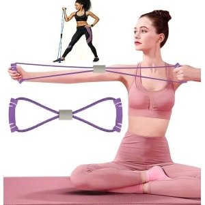 8-Vormige Siliconen Sport Stretch Band I Weerstandsband I Fitness Elastiek I Rekbare Sportband I Voor Yoga, Pilates & Krachttraining I Paars