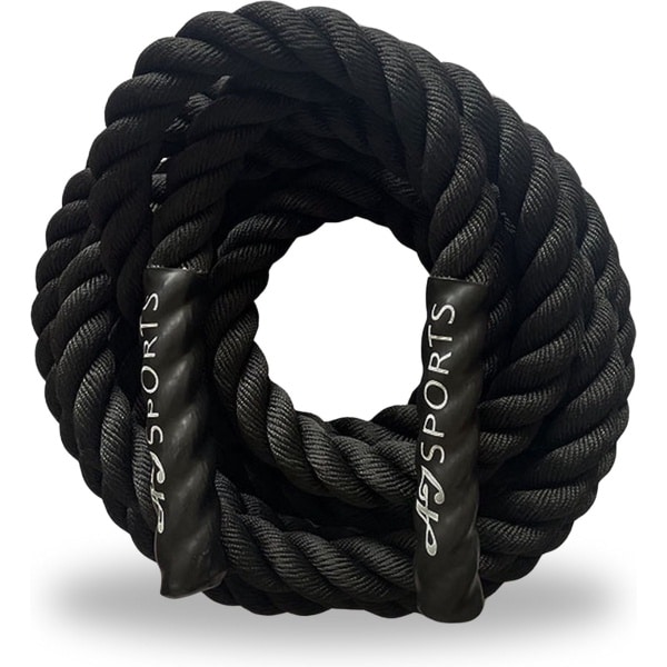 AJ-Sports Battle rope 15 meter - Fitness touw - Soft Grip - Krachttouw - 12,5 kg Fitness touw - Zwart - Fitness & Crossfit - Workout - Krachttraining