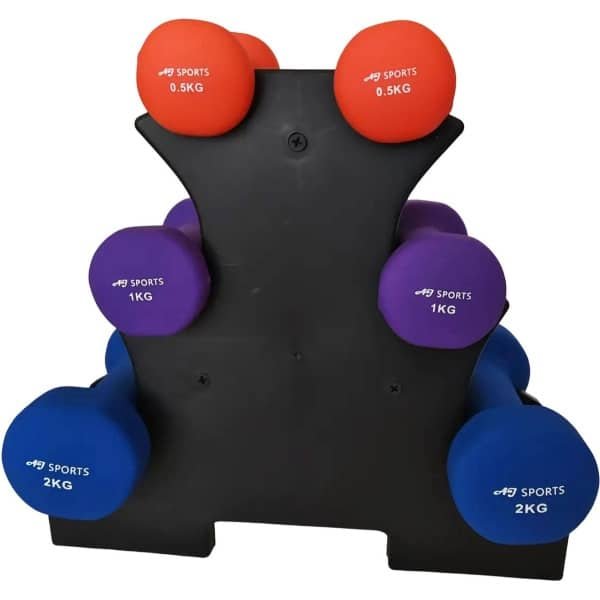 AJ-Sports Dumbbell Set Gekleurd - 0,5 t/m 2 KG - Dumbbells - Gewichten Set - Halterset - Halters - Fitness gewichten - Krachttraining - Fitness