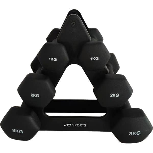 AJ-Sports Dumbbell Set Zwart - 1 t/m 3 KG - Dumbbells - Gewichten Set - Halterset - Halters - Fitness gewichten - Krachttraining - Fitness