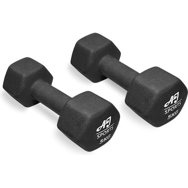 AJ-Sports Dumbells 5 kg - 2 x 5 kg dumbell - Gewichten - Dumbells set - Gewichten set - Halterset - Fitness gewichten - Krachttraining - Fitness