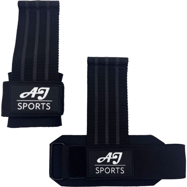 AJ-Sports Grip Strap - Wrist wraps - Lifting Straps - Lifting grips - Deadlift Straps - Padded straps - 2 stuks - Powerlifting - Fitness - Krachttraining - Padding & anti slip - Zwart