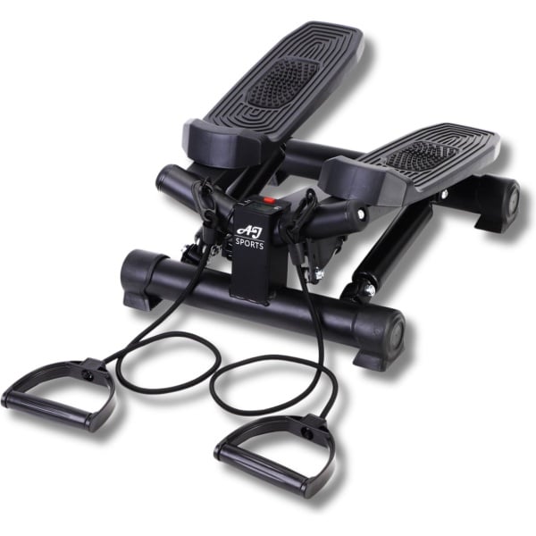 AJ-Sports Stepper - Stepper Fitness - Mini Stepper - Traploper - Aerobic Step - Crossfit - Fitness - Met Computer en Weerstandsbanden - Zwart