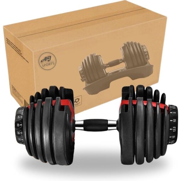 AJ-Sports Verstelbare Dumbell 24 KG - 2kg t/m 24kg - Dumbells set - Gewichten set - Halterset - Fitness gewichten - Krachttraining - Fitness - Gym - Sport - 15 Dumbells in één! - Let op PER STUK = 1 Dumbbell!