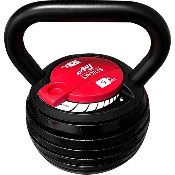 AJ-Sports Verstelbare Kettlebell 9kg - Kettlebells - 1,5KG t/m 9KG - 7 Kettlebells in één! - Gewichten - Krachttraining - Halters - Verstelbaar gewicht - Fitness - Gietijzer - Conditie en Krachttraining