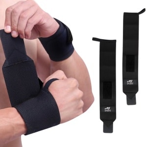 AJ-Sports Wrist wraps - Wrist Straps Elastisch 2 stuks - Polssteun - Polsbandjes - Polsbandjes fitness - Zwart - Fitness - Krachttraining