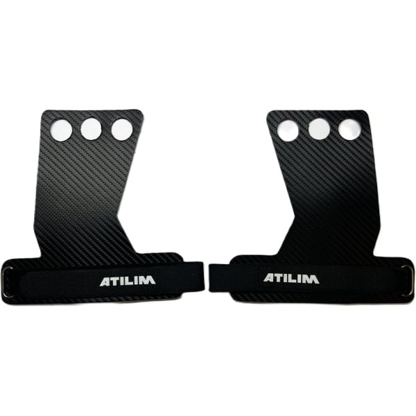 ATILIM FightersGear Hand Grips - 3 Holes- Zwart - Carbon Artificial Leather - Crossfit - Weightlifting- Gymnastics - Gym Gloves Maat M