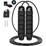 All Black Nutrition Springtouw met Gewicht - Sport Speedrope - Conditie & Krachttraining - Verzwaard - Inclusief zweetbandjes en draagtas