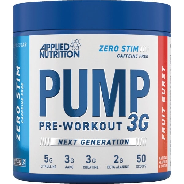 Applied Nutrition - Pump 3G ZERO STIM Pre-Workout (Fruit Burst - 375 gram) - Suikervrij