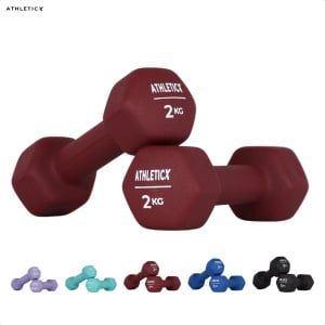 Athleticx Dumbells Set - 2 x 2 kg - Rood - Neopreen - Gewichten - Dumbbells - Hexagon Dumbells - Gewichten Set - Fitness Gewichten - Krachttraining - Dumbell 5 kg - Dumbbell Set