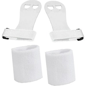 Beginners turnleertjes wit maat 1 plus polsbanden voor brug rekstok ringen turnen gymnastiek crossfit