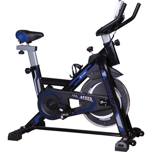BluMill Hometrainer - Fitness Fiets - Spinningfiets - Led Display - Verstelbaar Zadel en Stuur - 0-100% weerstand niveaus - Trainingscomputer - Tablet & Bidonhouder - Max 120kg