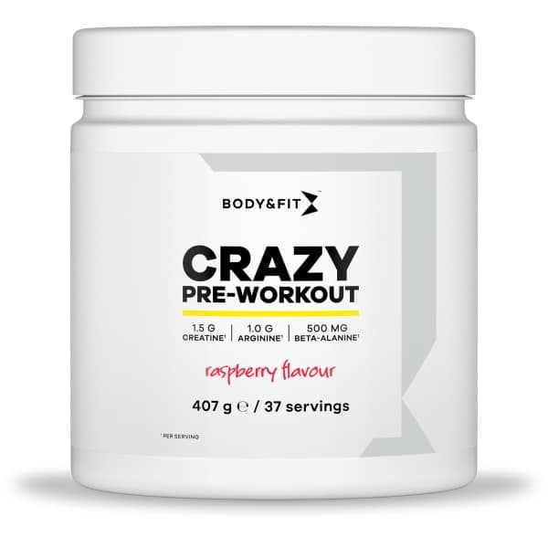 Body & Fit Crazy Pre-Workout - Framboos smaak - Pre Workout - 407 gram (37 doseringen)