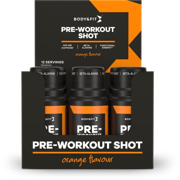 Body & Fit - Pre-Workout Shot - Pre Workout Shot met Cafeïne & Beta-Alanine - Orange - 12 pack