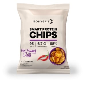 Body & Fit Smart Chips - Proteïne Chips - Minder vet - Eiwitrijk - 1 box (12 zakjes) - Hot Sweet Chili