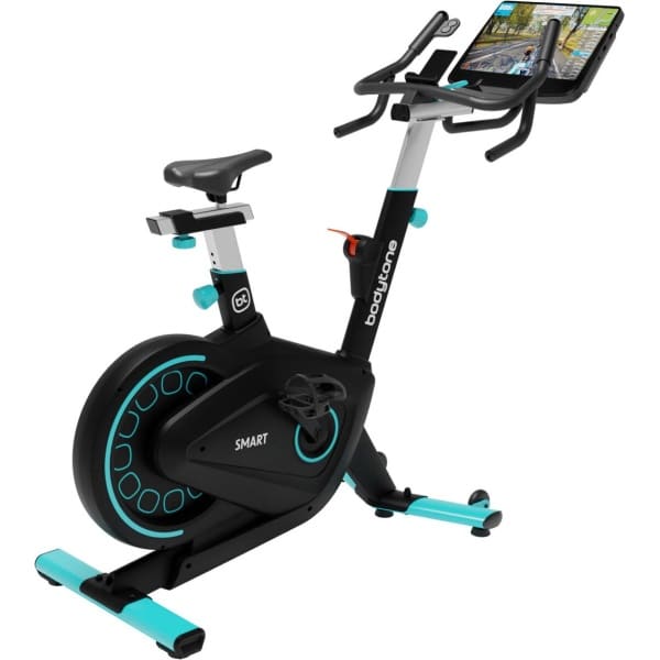 Bodytone Active Bike 400 Smart Screen (Blauw) - Spinningfiets met luxe entertainment scherm - Connectiviteit met Zwift, Kinomap, Bkool, Onelap & meer - 18 KG vliegwiel - Shimano pedaalas - 1 maand gratis CYCLEMASTERS®
