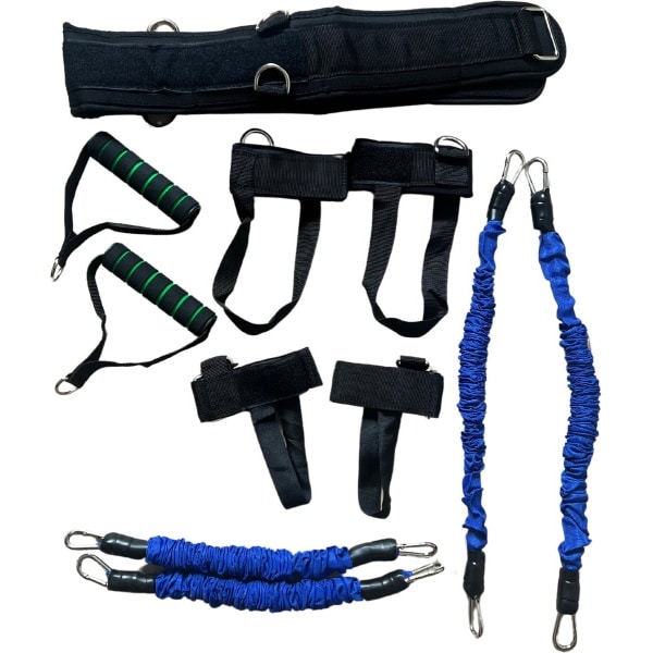 Boxing Weerstand Training Set - Blauw - Verbetert kracht, snelheid en uithoudingsvermogen. Inclusief weerstandsbanden en riemen. Ideaal voor bokstraining, cardio en krachttraining thuis of in de gym. Versterkt armen, benen, schouders en core.