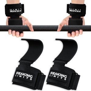 Breaking Limits Lifting Hooks - Lifting Straps - Power Grips - Deadlift Straps - Lift Straps - Lifting Grips - Fitness, Crossfit & Krachttraining - 2 Stuks - Zwart