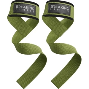 Breaking Limits Lifting Straps - Lifting Grips/Hooks - Deadlift Straps - Lift Straps - Fitness, Crossfit & Krachttraining - 2 Stuks - Militairgroen