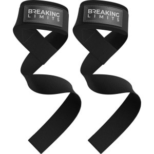 Breaking Limits Lifting Straps - Lifting Grips/Hooks - Deadlift Straps - Lift Straps - Fitness, Crossfit & Krachttraining - 2 Stuks - Zwart