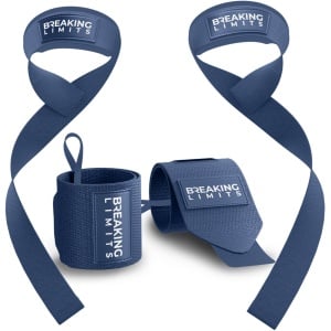 Breaking Limits Lifting Straps + Wrist Wraps Bundel | Fitness, Crossfit & Krachttraining | Navy Blue