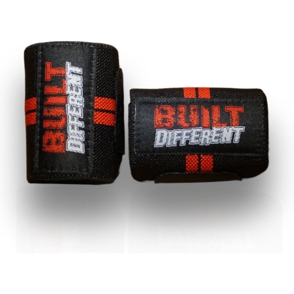 Built different - fitness accesoires - Wrist wraps - Krachttraining - Polsbrace - Rood & Zwart