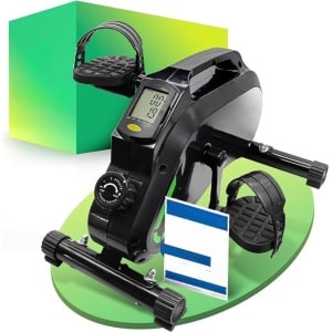 Bureaufiets - Deskbike Met LCD-Display - Stoelfiets Bewegingstrainer - Bureau Fiets Met Instelbare Weerstand - Mini Hometrainer Incl. Bevestigingsband - 48 x 40 x 30 Cm