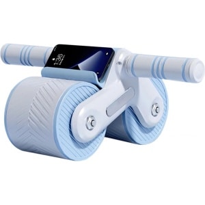Buylin Buikwiel - Buikspiertrainer - Ab Roller - Buikspierroller - Automatische Rebound - Home Gym - Fitness - Krachttraining - incl. Telefoonhouder en kniebeschermer- Blauw Zwart
