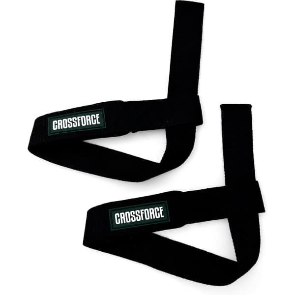 CrossForce Lifting Straps 2 Stuks - Lifting Grips - Powerlifting - CrossFit - Fitness - Krachttraining - Zwart met Groen - OneSize - Per 2 Stuks