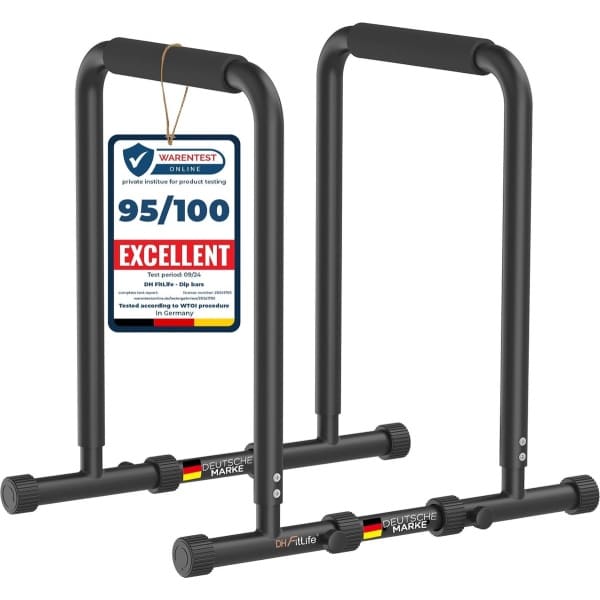 DH FitLife Dip Barren Bars | Dip Station | Krachtstation Fitnessapparaat voor Thuis | Parallettes Calisthenics Trainingsapparatuur | Krachttraining 80-100 cm individueel verstelbaar
