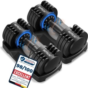 DH FitLife Verstelbare Dumbbells Set 12KG | 2 STUKS | 5-in-1 Variabele Gewichten | Adjustable Dumbells van 2 tot 12 kg | Krachttraining, Korte Halterset met Ruimtebesparende Halterschijven voor Thuistraining, Korte Halters Verstelbaar