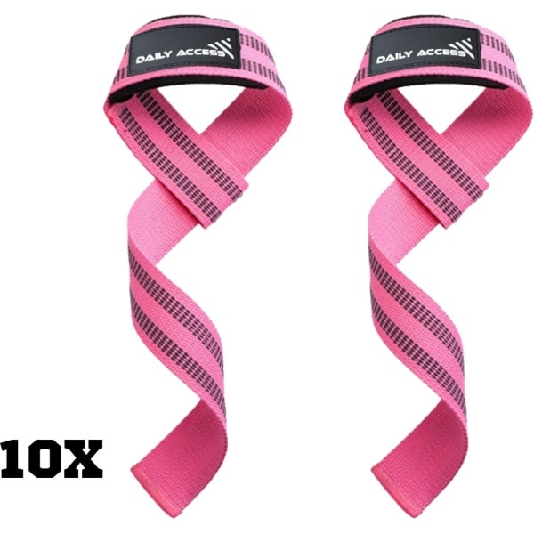Daily Access - Lifting straps 10x - Wrist straps - Fitness - Deadlift straps - Krachttraining - Straps - Gym Straps - Roze