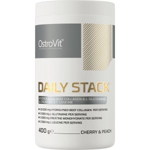 Daily Stack - 400 g - Kersen-Perzik - OstroVit - Collagen - L-glutamine - Creatine - L-leucine - Hydrolyzed beef collagen - Aminozuren - Supplementen