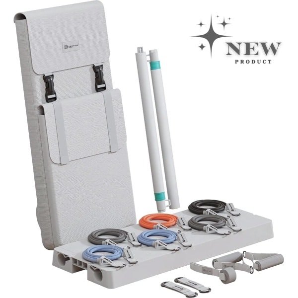 Dastium Sports Pilates Board - Resistance Bands - Weerstandsbanden - Squat Bord - Stang - Pilates Board - Fitness Board - Weerstandsbanden voor Krachttraining - Thuis Workout - Handvaten - Enkelbanden - Fitness Elastiek - Fitness