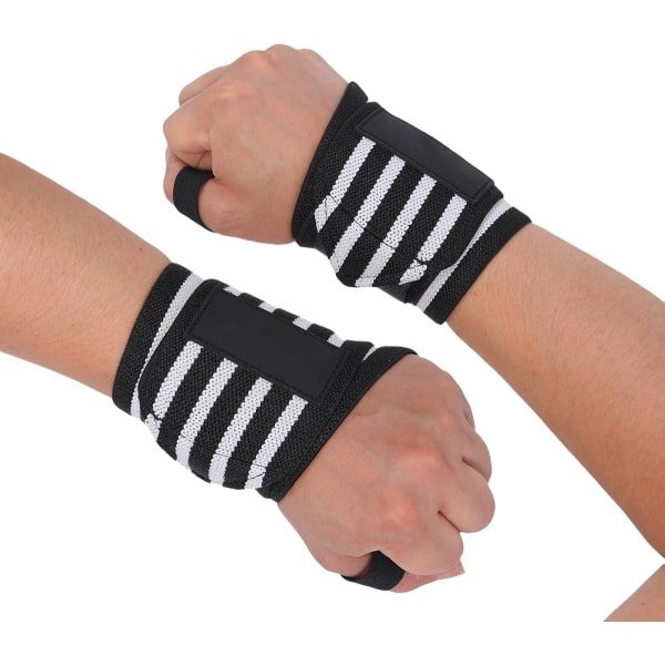 Endless rekbaar polsbandje met duimlusje Zwart Materiaal: Nylon en Polyester | Voor Gewichtheffen, Powerliften, Bodybuilding, Krachttraining & Crossfit | Vrije Maat | Voor Mannen en Vrouwen