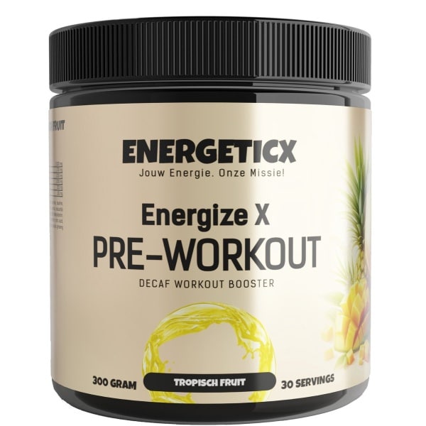 EnergizeX DECAF - Stimfree Pre-Workout - Citrulline Malaat, Beta-Alanine & Taurine - Cafeïnevrij Pre-Workout Supplement - Natuurlijke Energie & Uithoudingsvermogen - Tropical - 300g