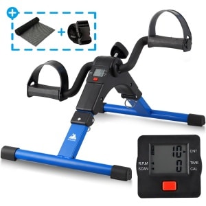 Evoland Stoelfiets Opvouwbaar - Fietstrainer - Bewegingstrainer - Mini Hometrainer - Bureaufiets - Met 2 Accesoires - Voor Bejaarden, Kantoor, Thuis - Blauw