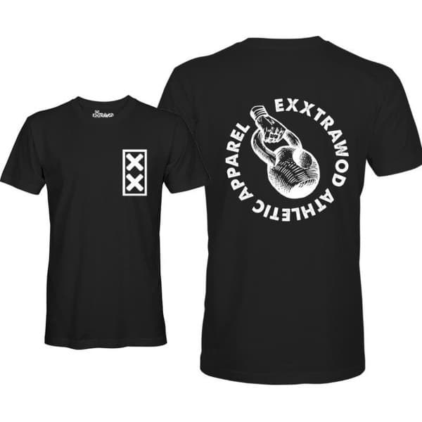 Exxtrawod Kettlebell Logo Unisex T-shirt Crossfit training tee Maat XS