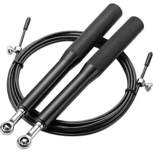 FEN Springtouw Zwart Aluminium - professioneel springtouw speedrope - verstelbare kabel - kogellagers - geschikt voor crossfit, fitness, boxen en krachttraining