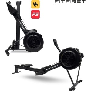 FitFirst® AirRower | Inklapbare roeitrainer | Geschikt voor elke lengte en tot 200KG | Professionele Ergometer | 10 Niveaus Lucht en Magnetische Weerstand | Geschikt voor Thuis en Gym | Inklapbare Roeimachine met App-integratie en Hartslagmonitor