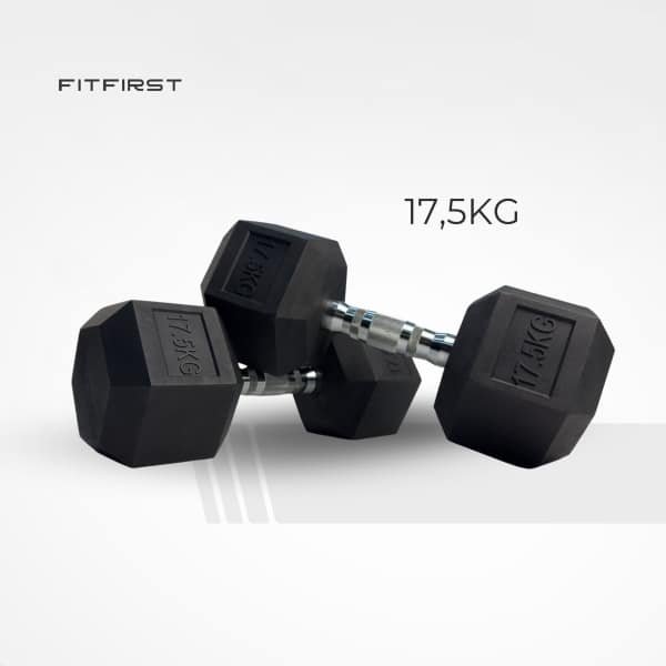FitFirst® Hex Dumbell 17,5KG | Stabiel en Stevig | Betrouwbaar | Voor Krachttraining | Fitness | Thuis Fitness | Sportschool Dumbells