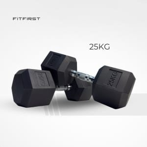 FitFirst® Hex Dumbell 25KG | Stabiel en Stevig | Betrouwbaar | Voor Krachttraining | Fitness | Thuis Fitness | Sportschool Dumbells