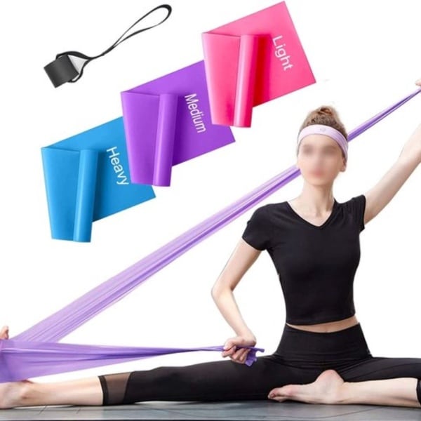 Fitnessbanden, set van 3, gymnastiekband, weerstandsbanden, elastische stretchbanden, oefenband, trainingsband voor yoga, elastische krachttraining, spieropbouw, pilates, fitnessband, cursus