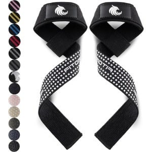 Gewatteerde Lifting Straps - Polsbanden Fitness voor Gewichtheffen Deadlift Krachttraining - Heren en Dames - Zwart-Wit Siliconen - Standaard (pols boven 16 cm) fitness straps